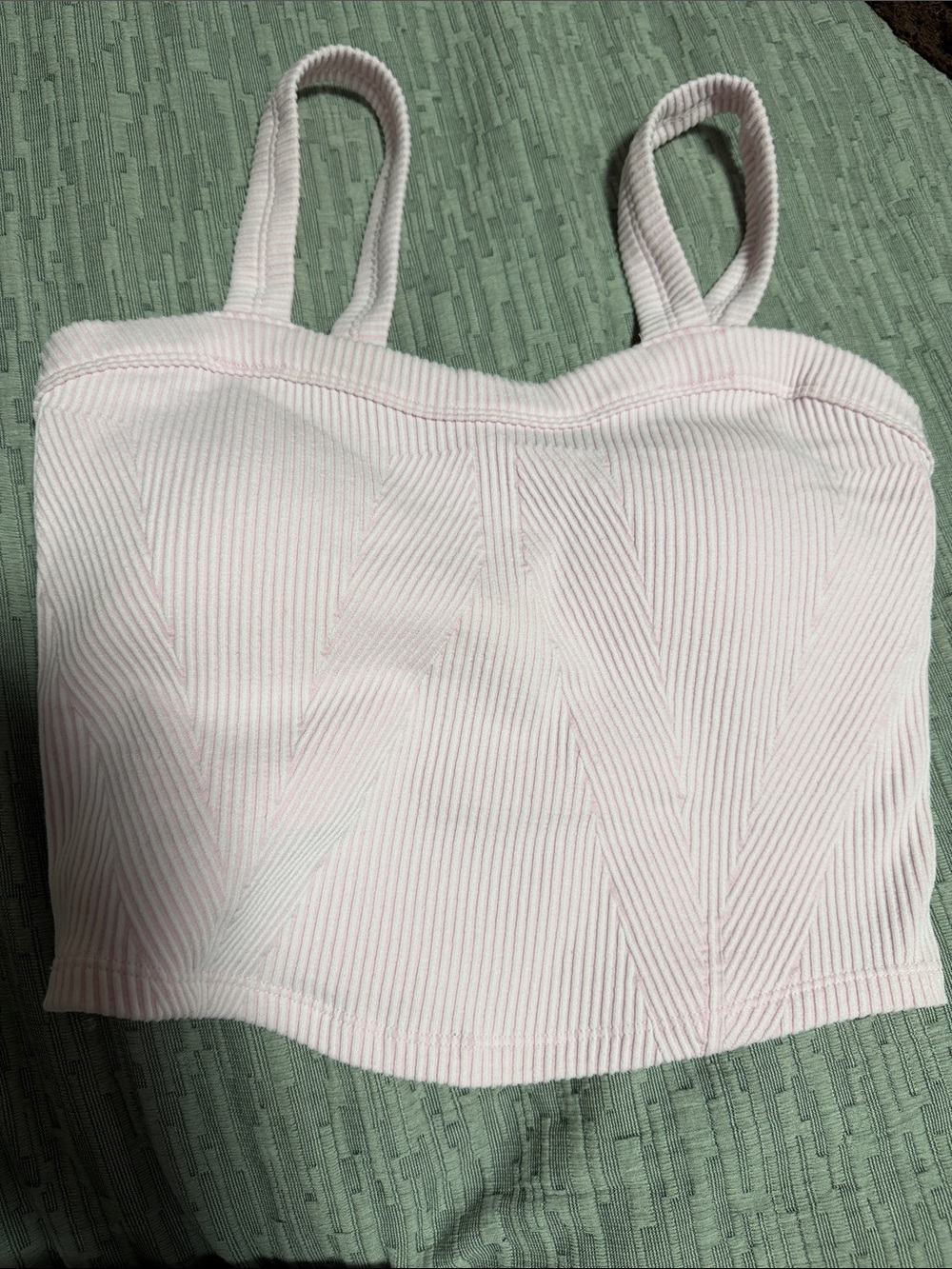 Women's Ribbed Pale Pink Crop Top - Slim Fit